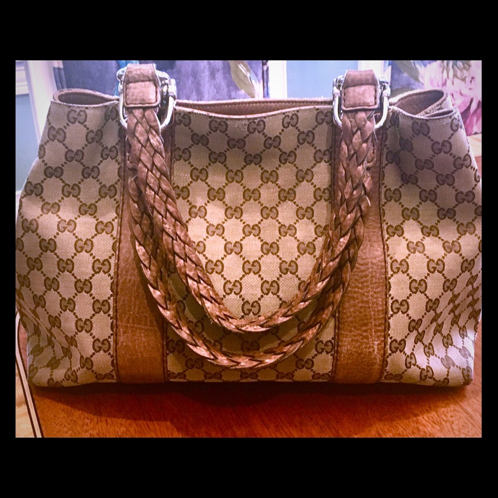 Gucci Brown GG Canvas and Leather Tote. Great Bag!